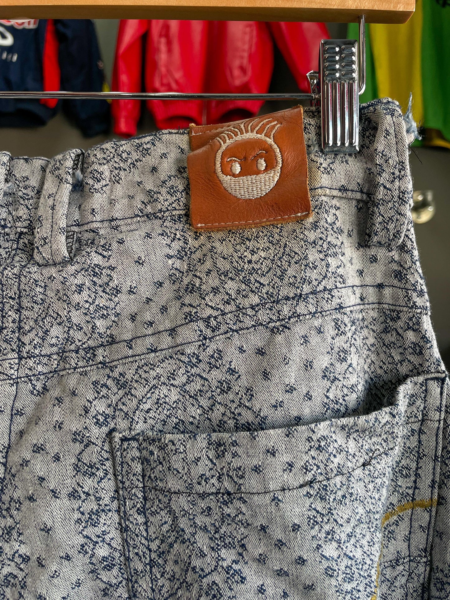 Vintage Patterned Jeans - 34 (Large)