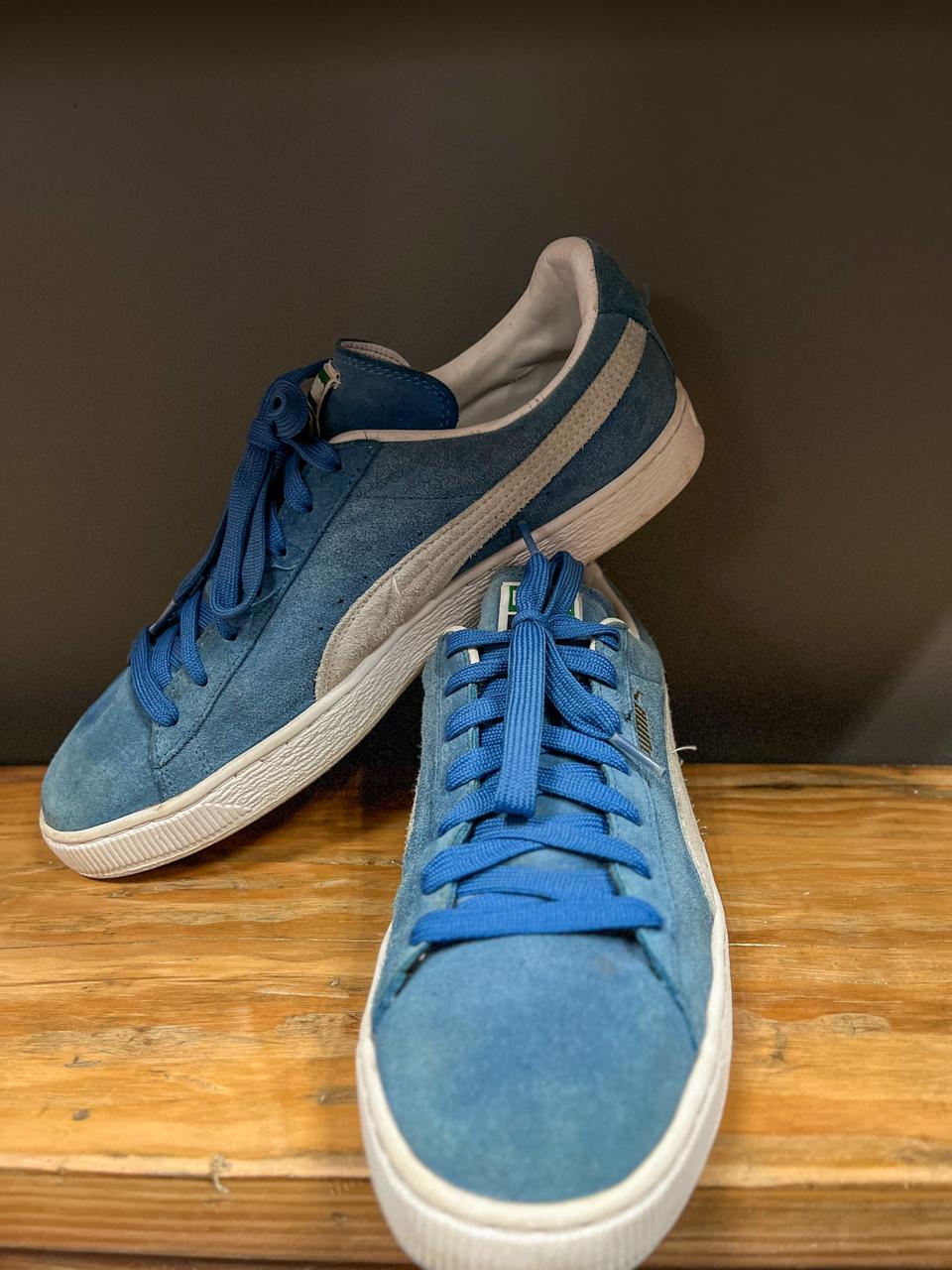 Puma Suede Blue & White Classic Sneakers - Size UK11