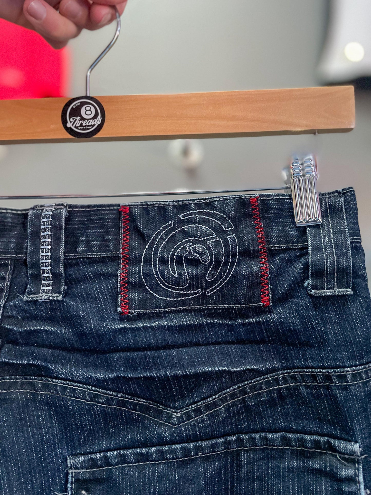 Baggy Embroidered Denim Shorts (Jorts) - Size 34 (Large)