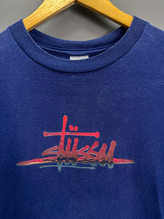 90's Stüssy Logo Made In USA T-Shirt - Small