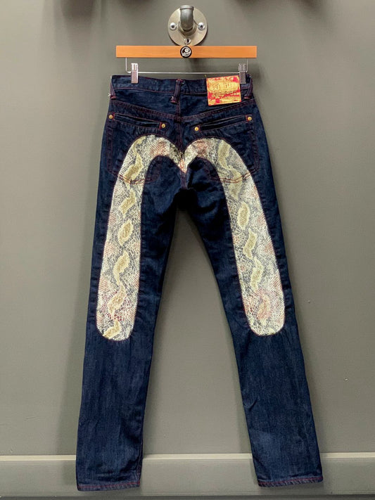 Evisu Japanese "Snake Skin" Denim Jeans - 28x32 (Extra Small)