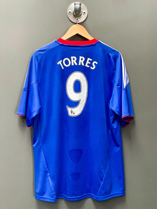 Chelsea FC 2010/11 Home "Torres 9" Retro Football Jersey - Large