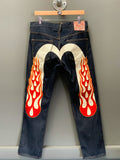Evisu Daicock Flames Japan Denim Jeans - Size 34 (Large)