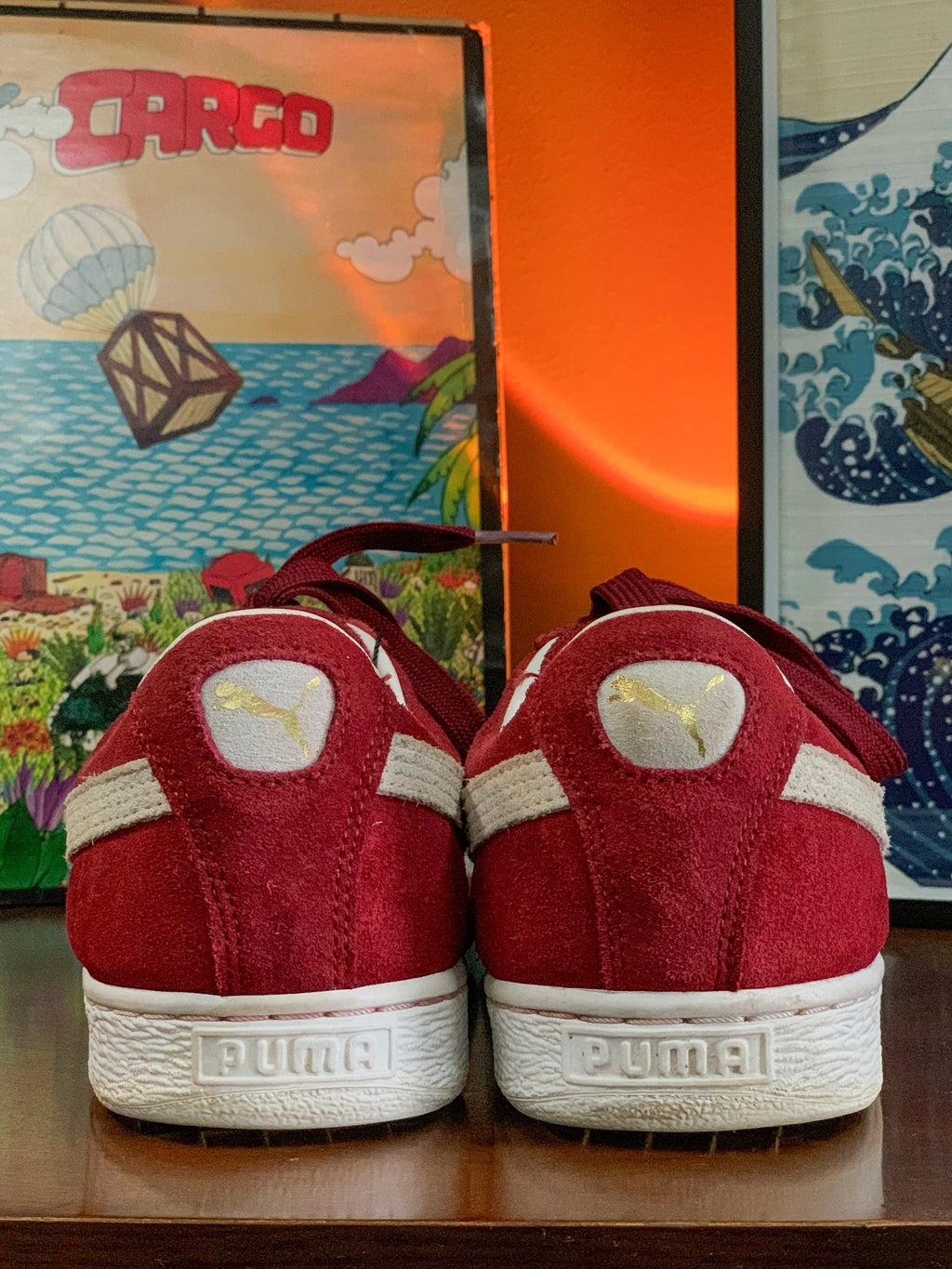 Puma Suede Red & White Classics - Size UK10