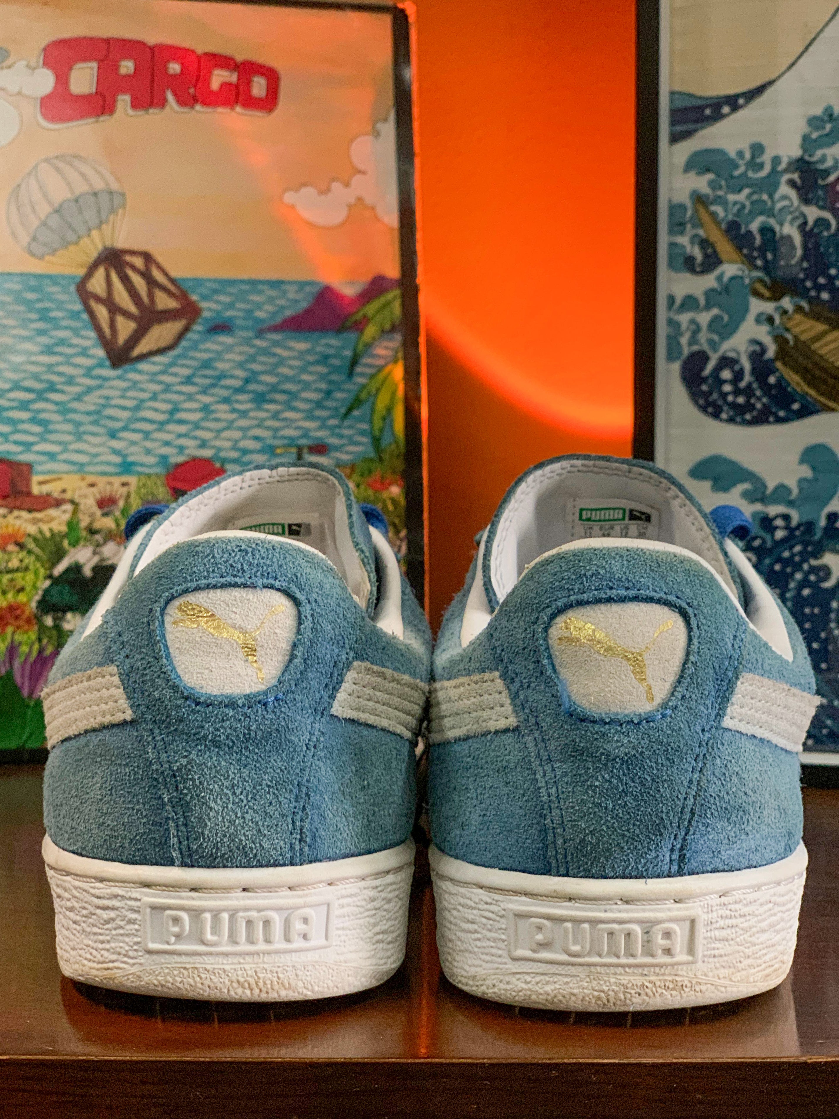 Puma Suede Blue & White Classic Sneakers - Size UK11