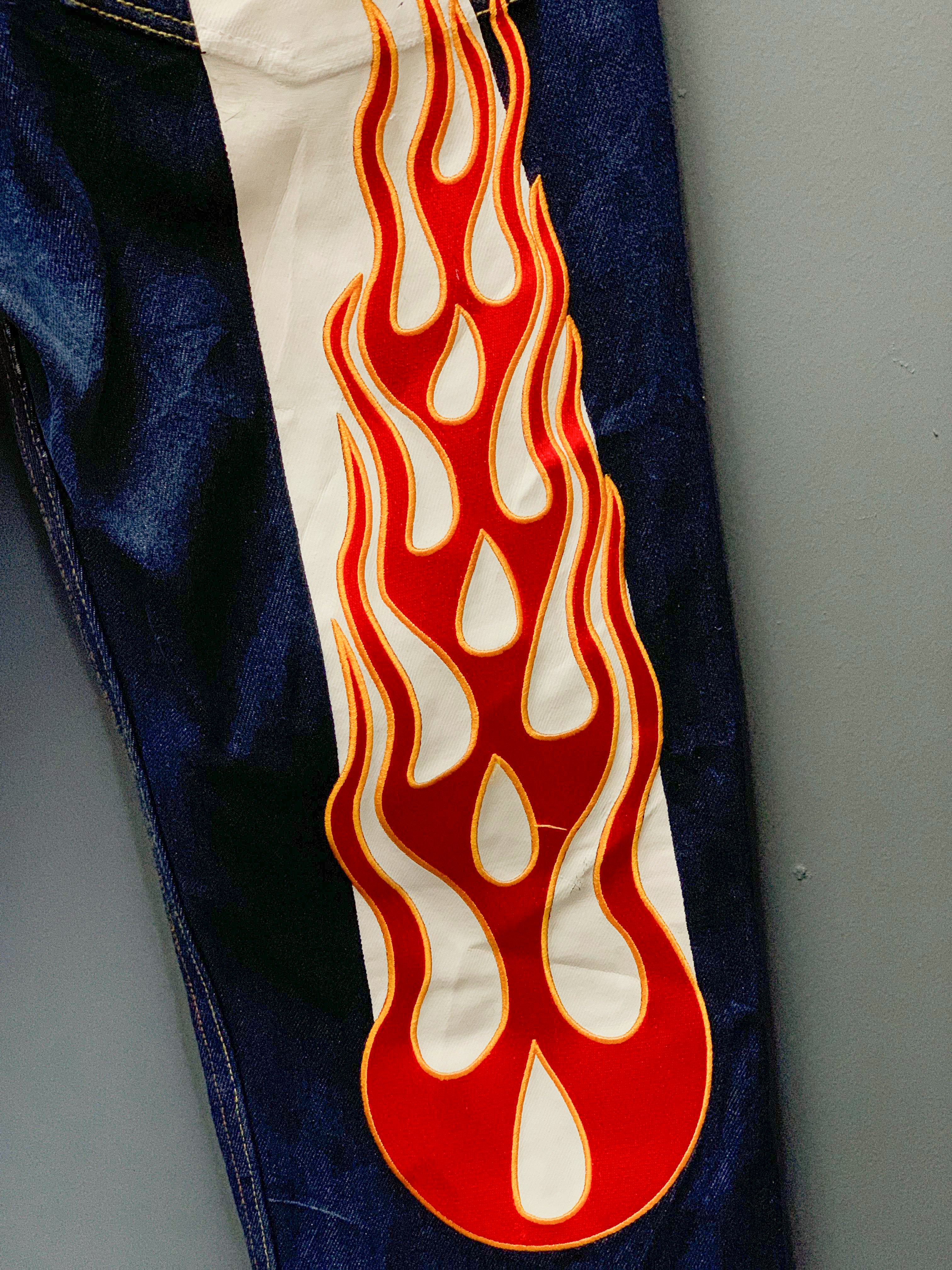 Evisu Daicock Flames Japan Denim Jeans - Size 34 (Large)