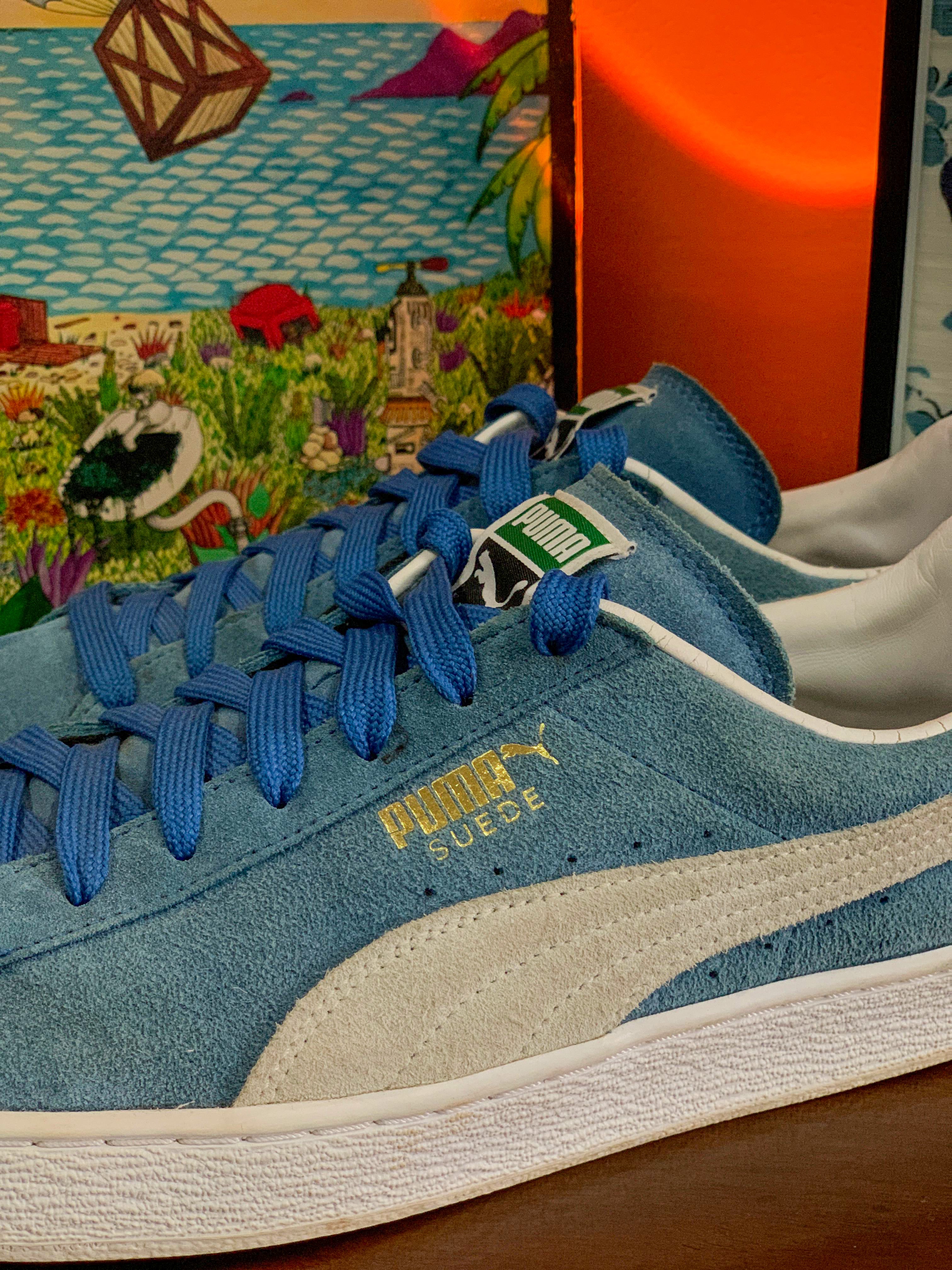 Puma Suede Blue & White Classic Sneakers - Size UK11