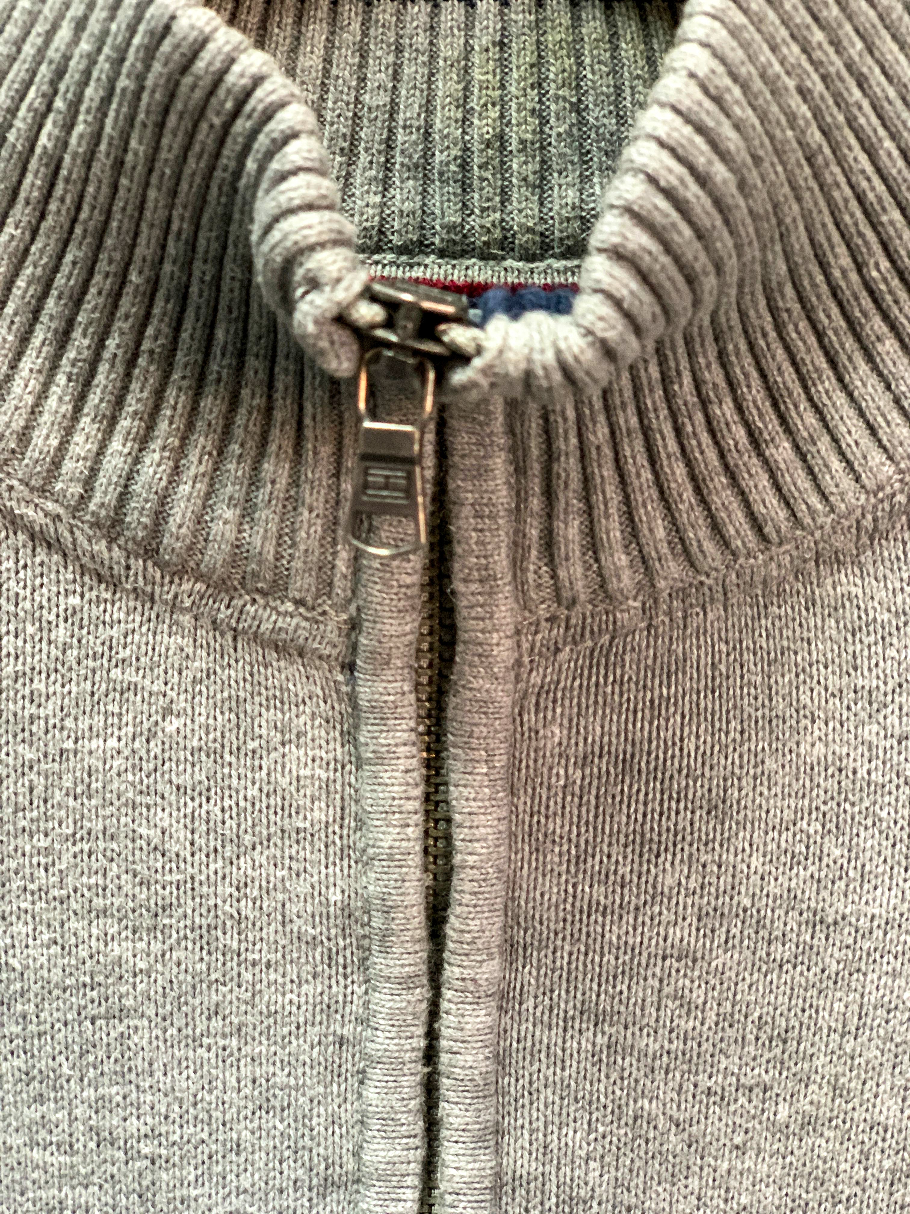 Tommy Hilfiger Full Zip Wrist Logo Sweater - Large