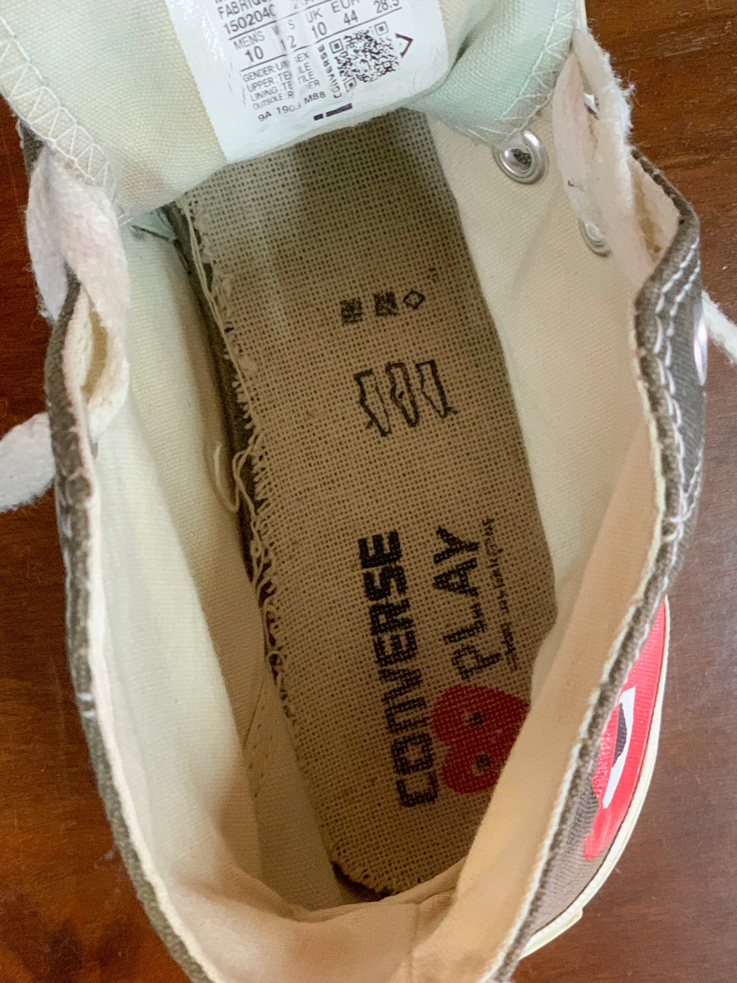 Converse x Comme des Garcons Peaking Heart Chuck 70 Sneakers - UK10