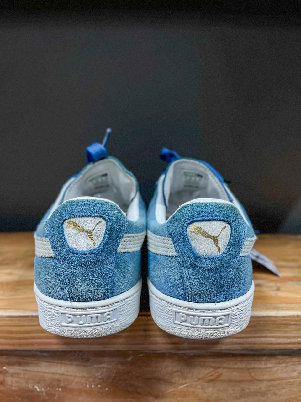 Puma Suede Blue & White Classic Sneakers - Size UK11
