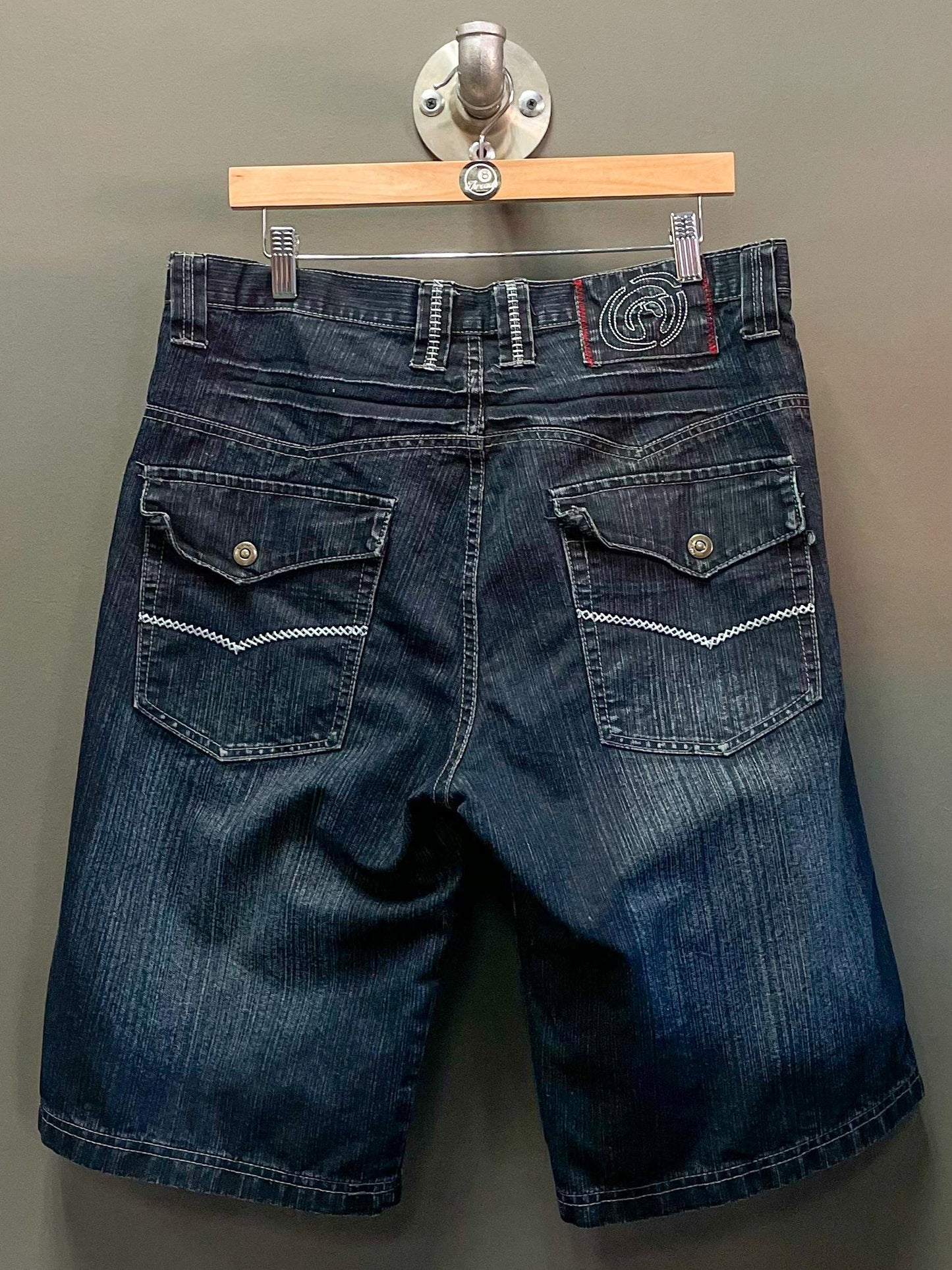 Baggy Embroidered Denim Shorts (Jorts) - Size 34 (Large)