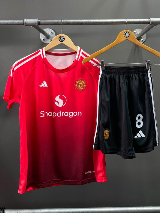 Manchester United 24/25 Home "Fernandes" Kids Football Kit