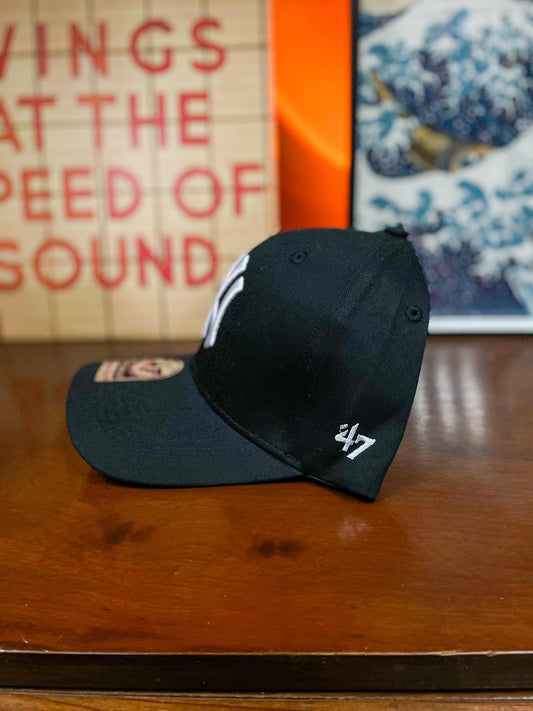 NY New York Brand 47 Curved Peak Cap - Black