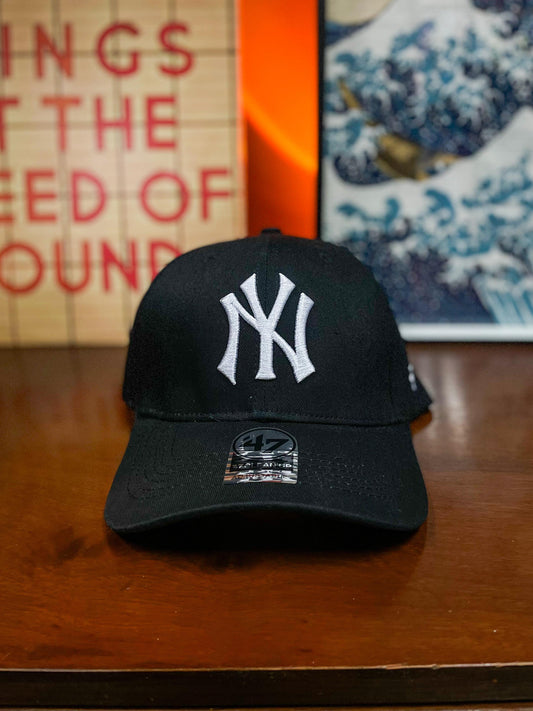 NY New York Brand 47 Curved Peak Cap - Black
