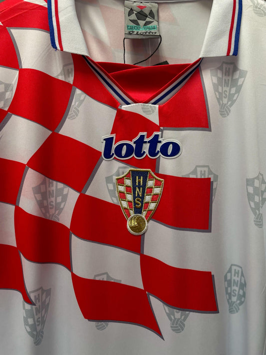 Croatia 1998 Home Lotto Retro Football Jersey - Large