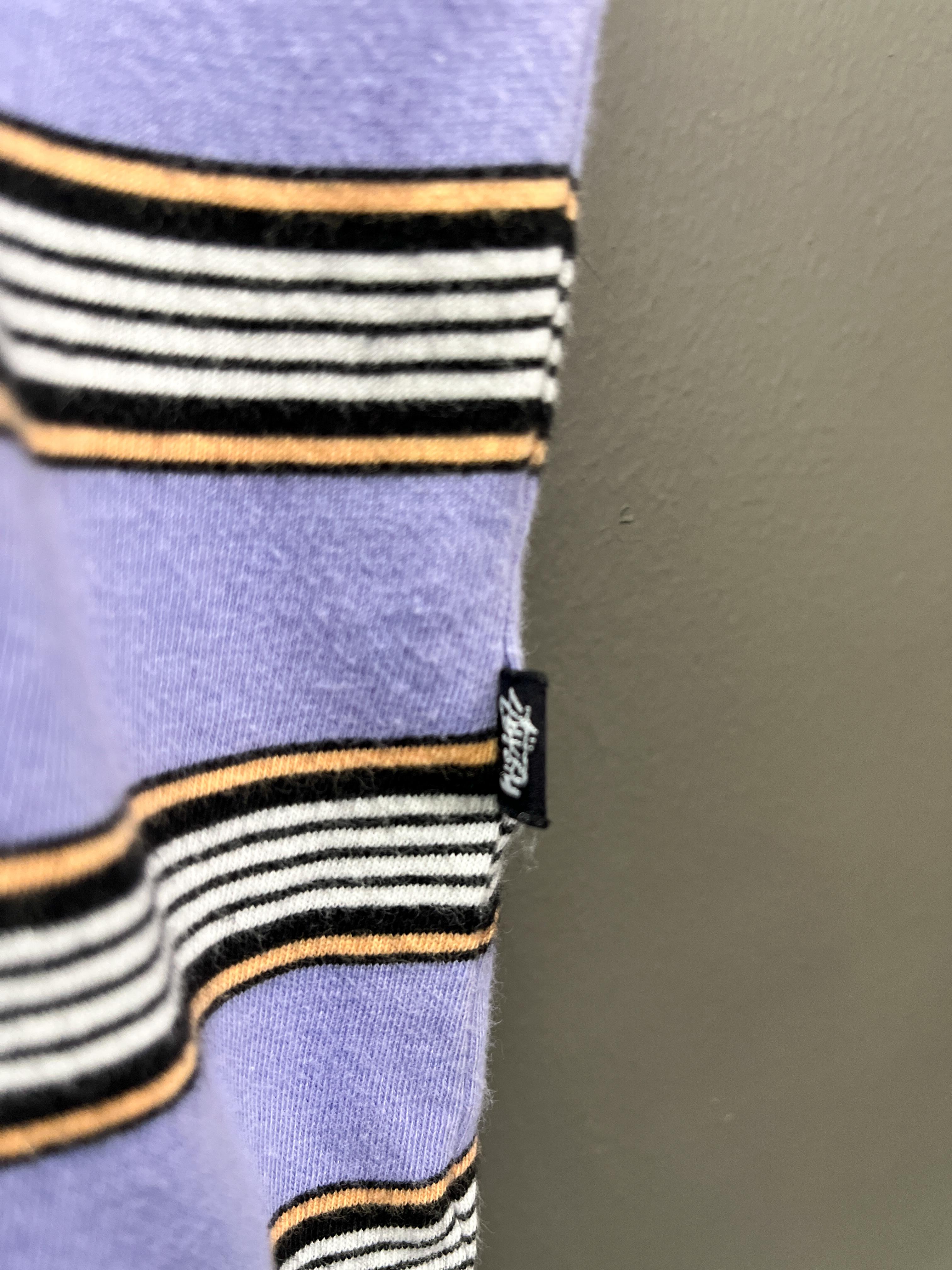 Stussy Striped Embroidered Logo Tee - Medium