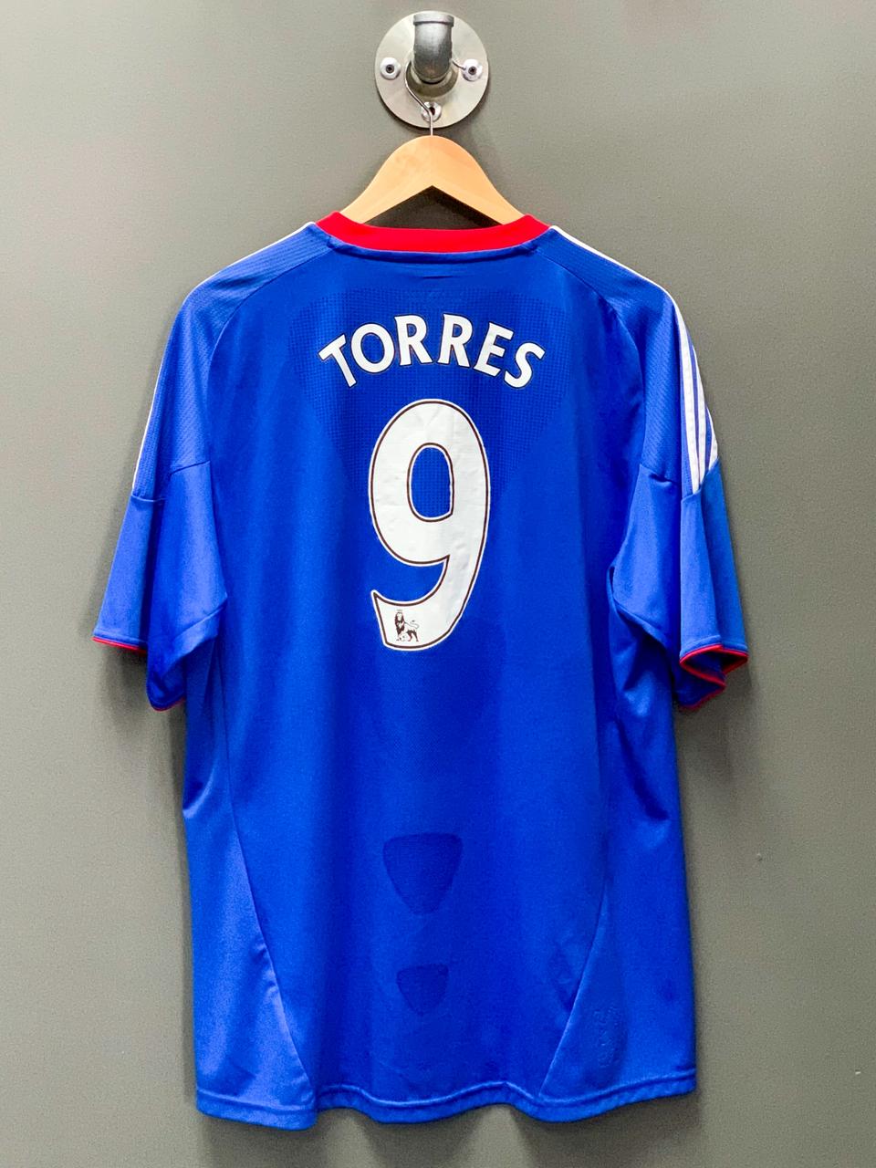 Chelsea FC 2010/11 Home "Torres 9" Retro Football Jersey - Large