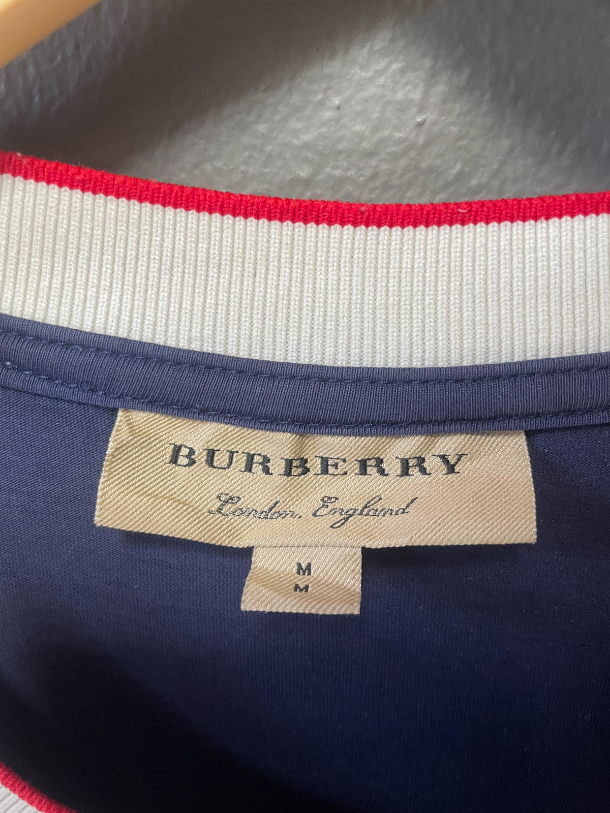 Burberry Stripe Sleeve Tee - Medium