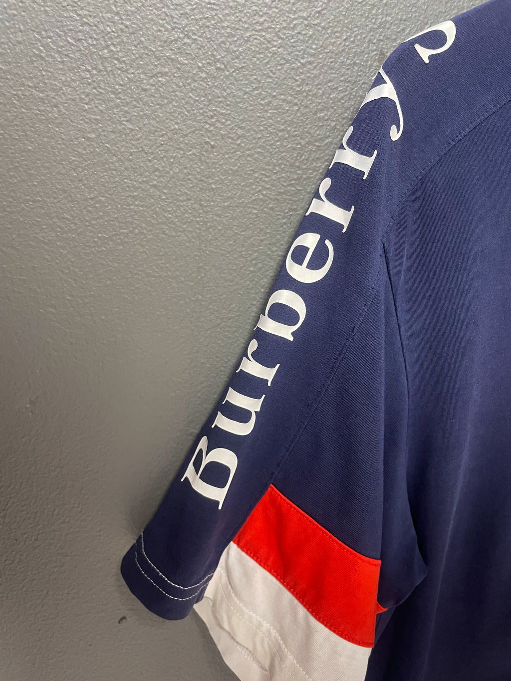 Burberry Stripe Sleeve Tee - Medium
