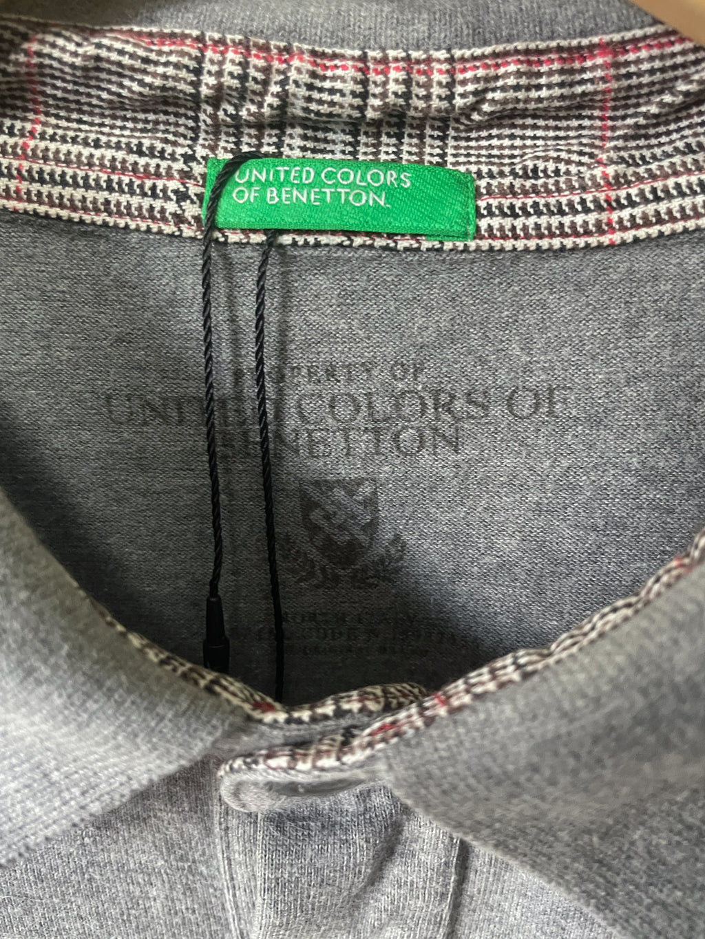 United Colors Of Benetton Plaid L/S Golfer - Large