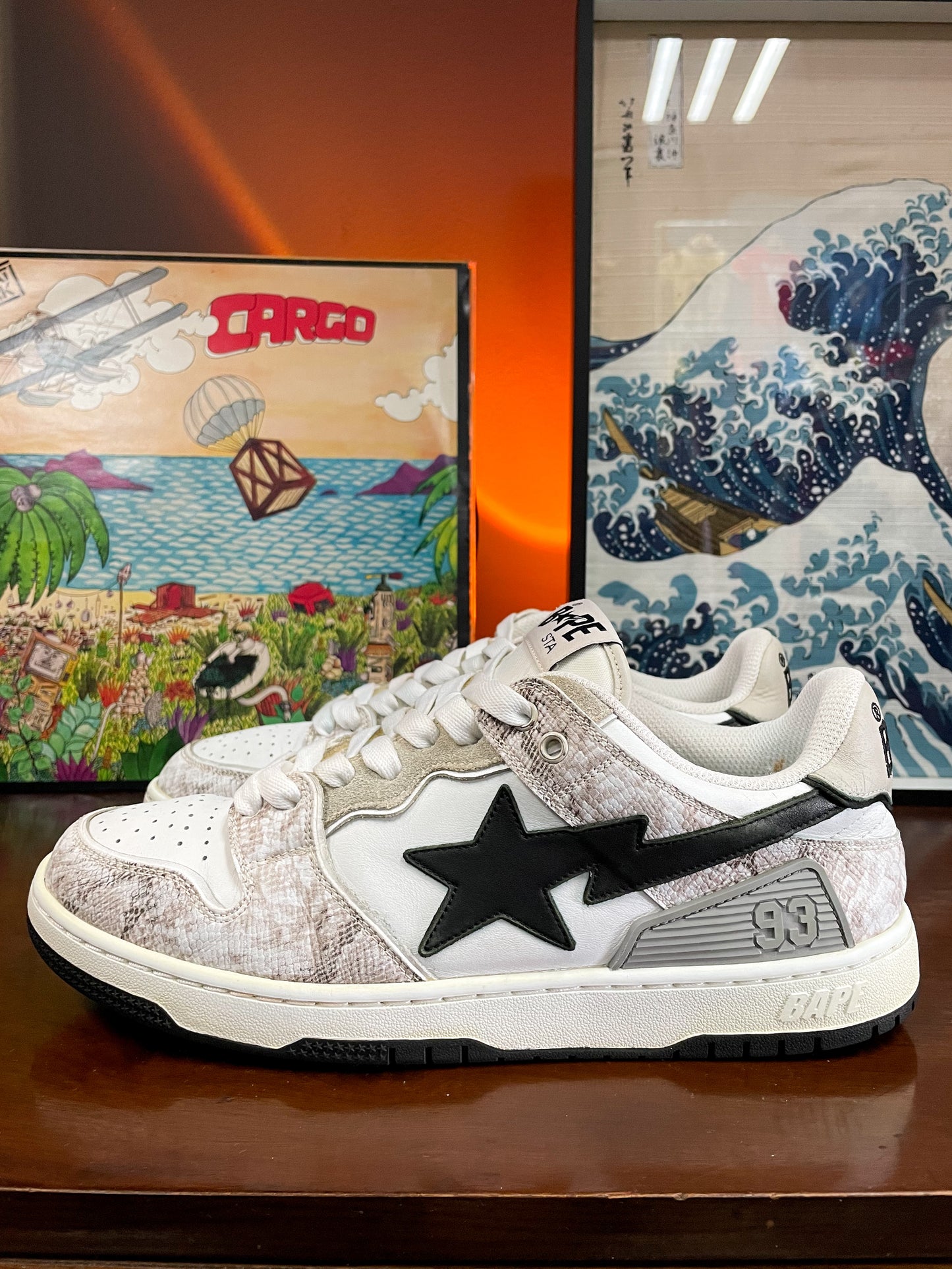 A Bathing Ape BAPE Sk8 Sta #1 'Beige Snakeskin' Sneaker - UK9