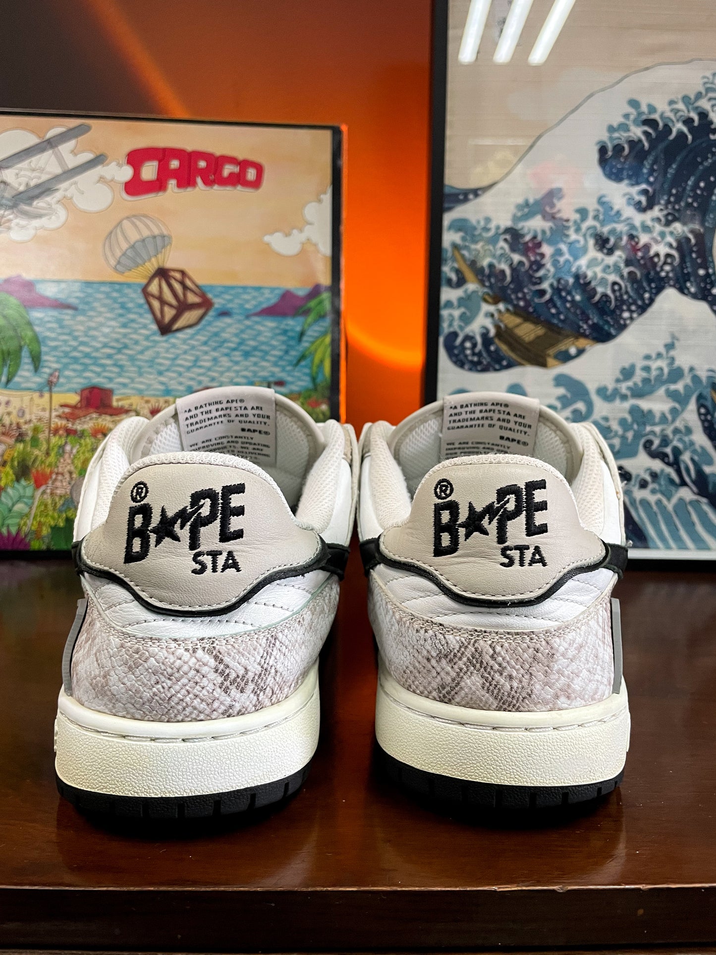 A Bathing Ape BAPE Sk8 Sta #1 'Beige Snakeskin' Sneaker - UK9