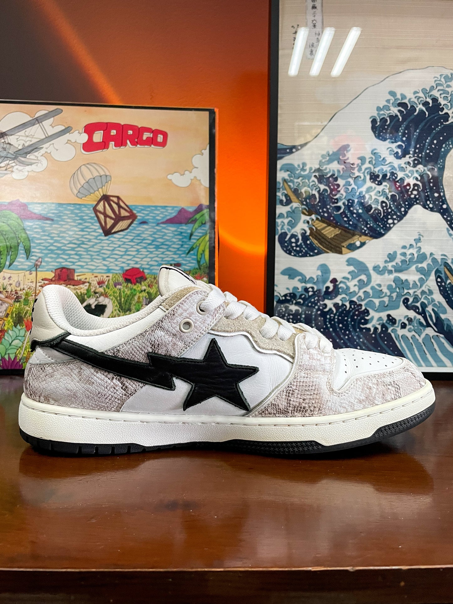 A Bathing Ape BAPE Sk8 Sta #1 'Beige Snakeskin' Sneaker - UK9