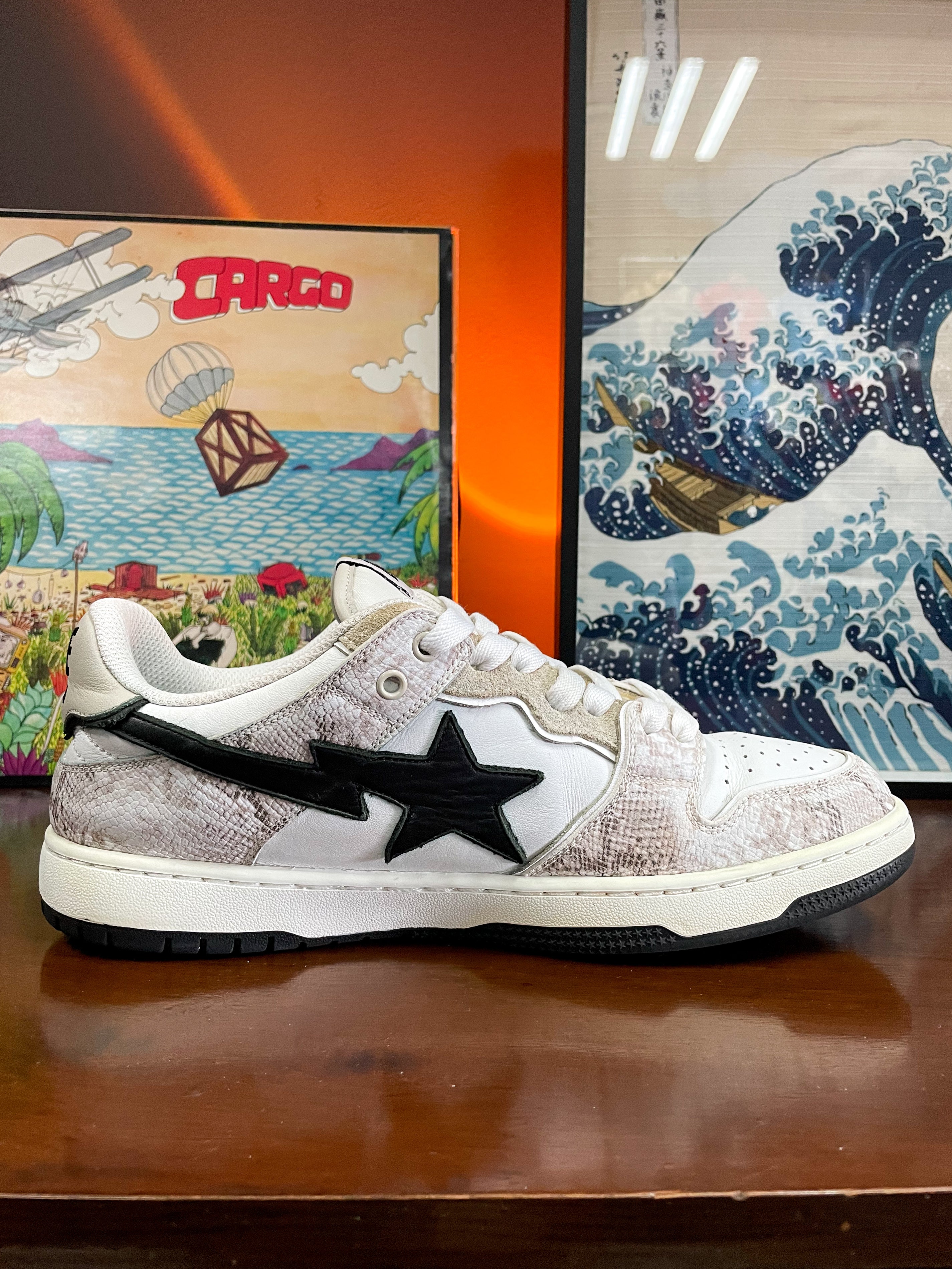 A Bathing Ape BAPE Sk8 Sta #1 'Beige Snakeskin' Sneaker - UK9