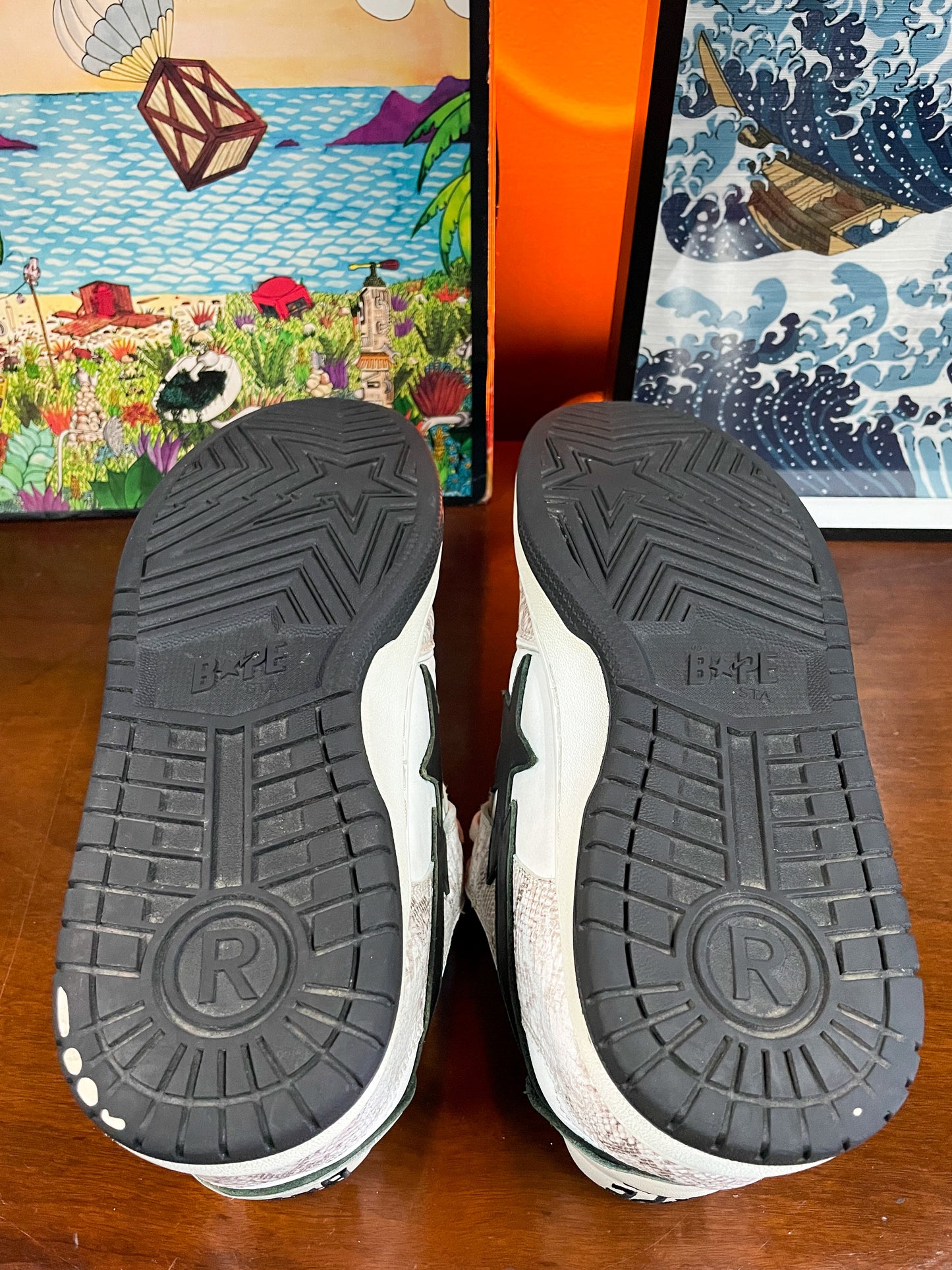 A Bathing Ape BAPE Sk8 Sta #1 'Beige Snakeskin' Sneaker - UK9