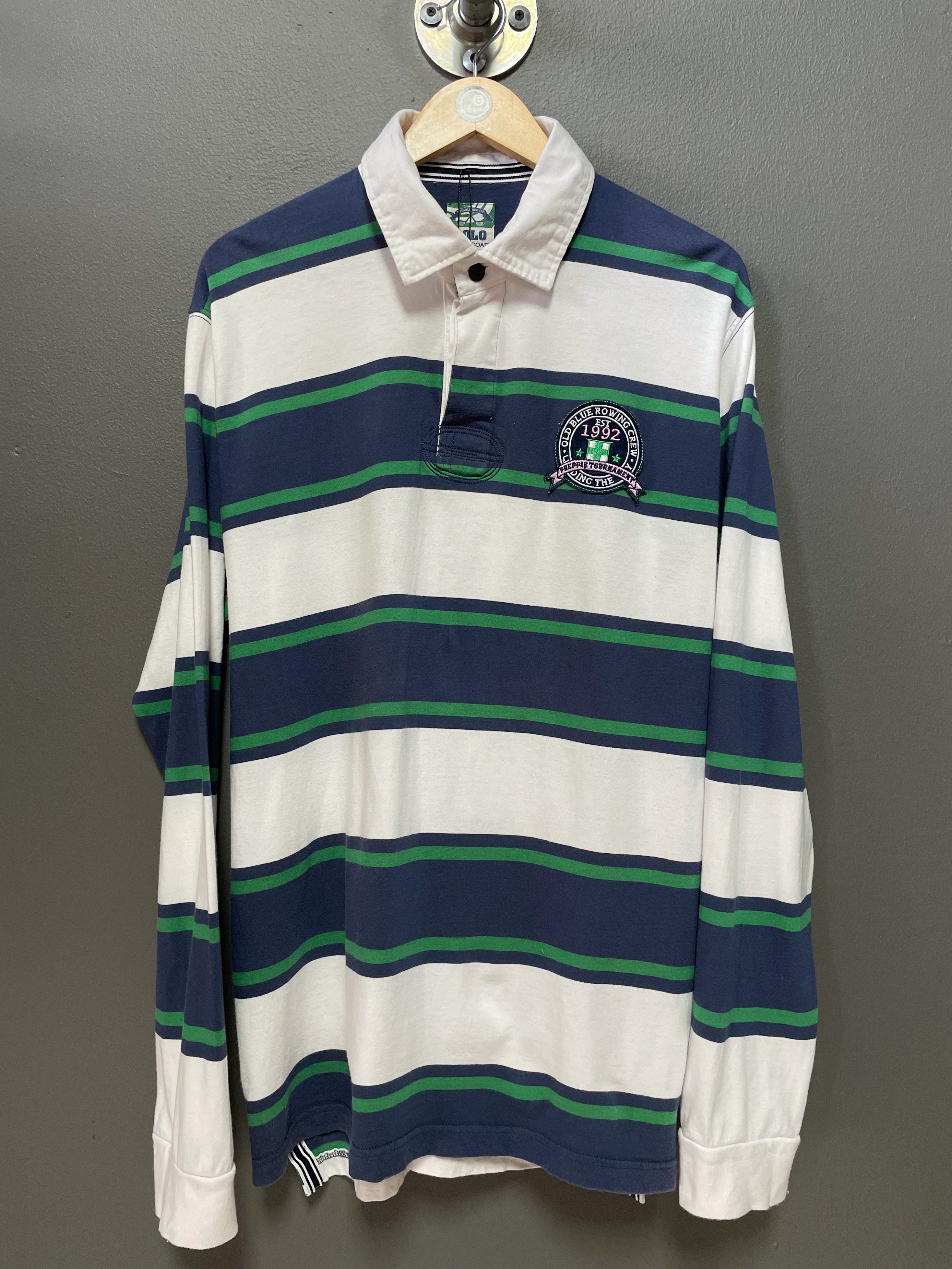 Blue Rowing Crew Stripe L/S Golfer - Extra Large