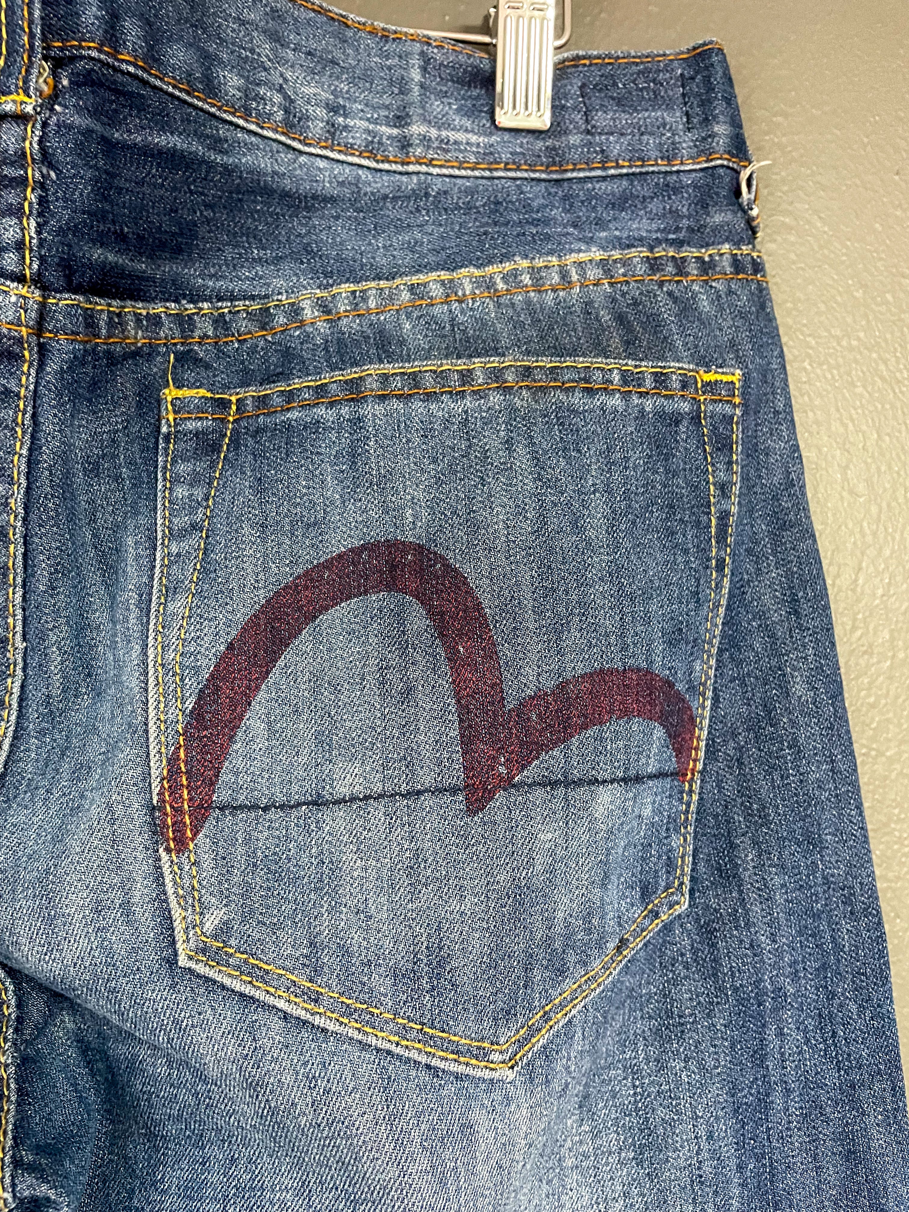 Evisu Japan Seagull Print Pocket Jeans - 33 (Large)