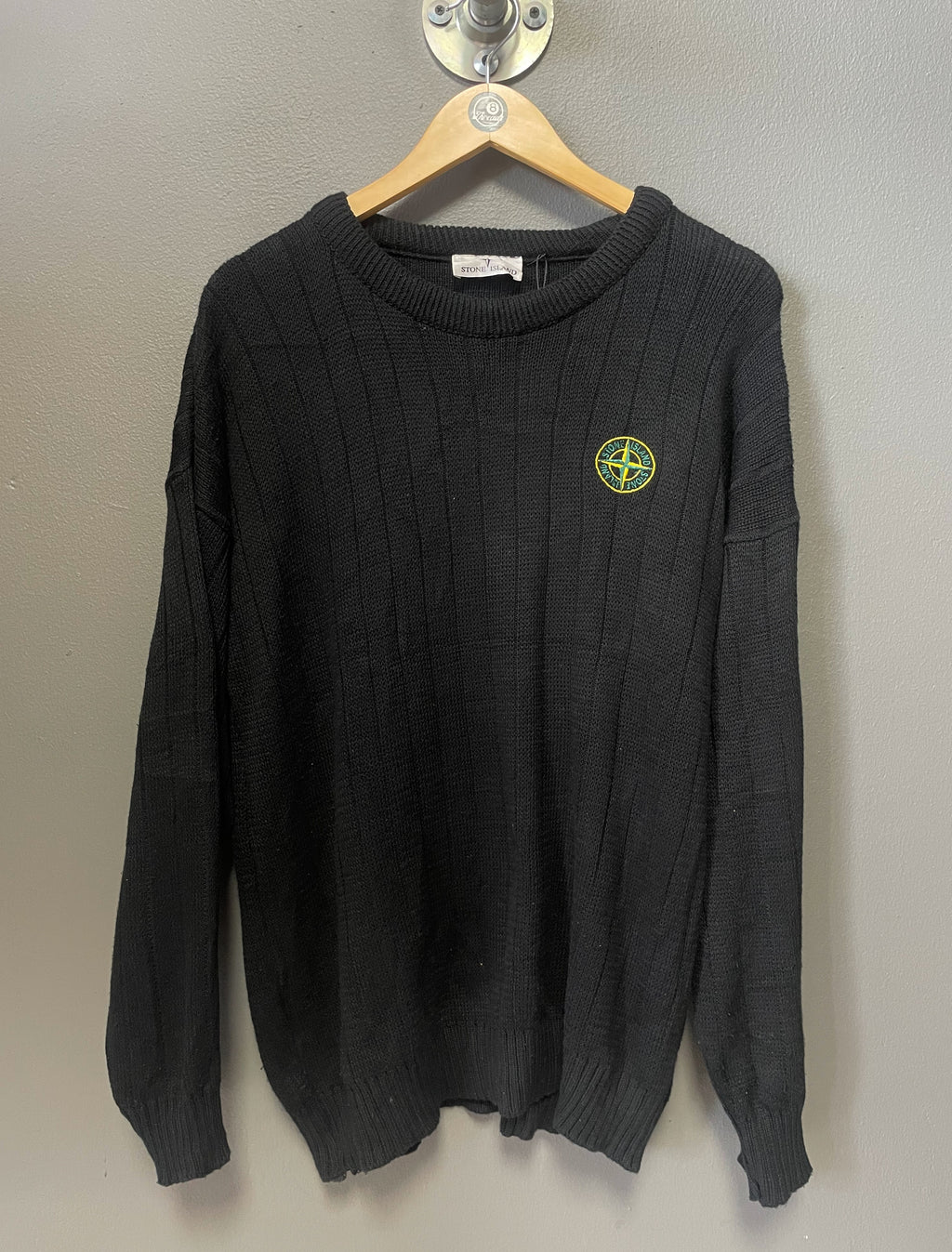 Stone Island Ribbed Crew Neck Knit Sweater - Large