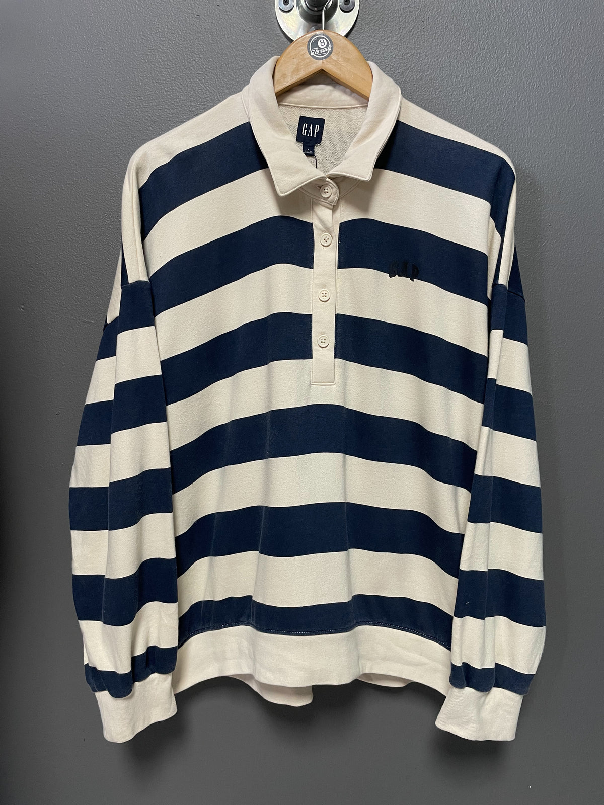 GAP Stripe 1/4 Button Sweater - Large