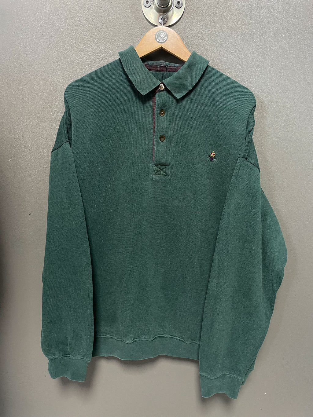 Vintage Crown 1/4 Button Sweater - Large