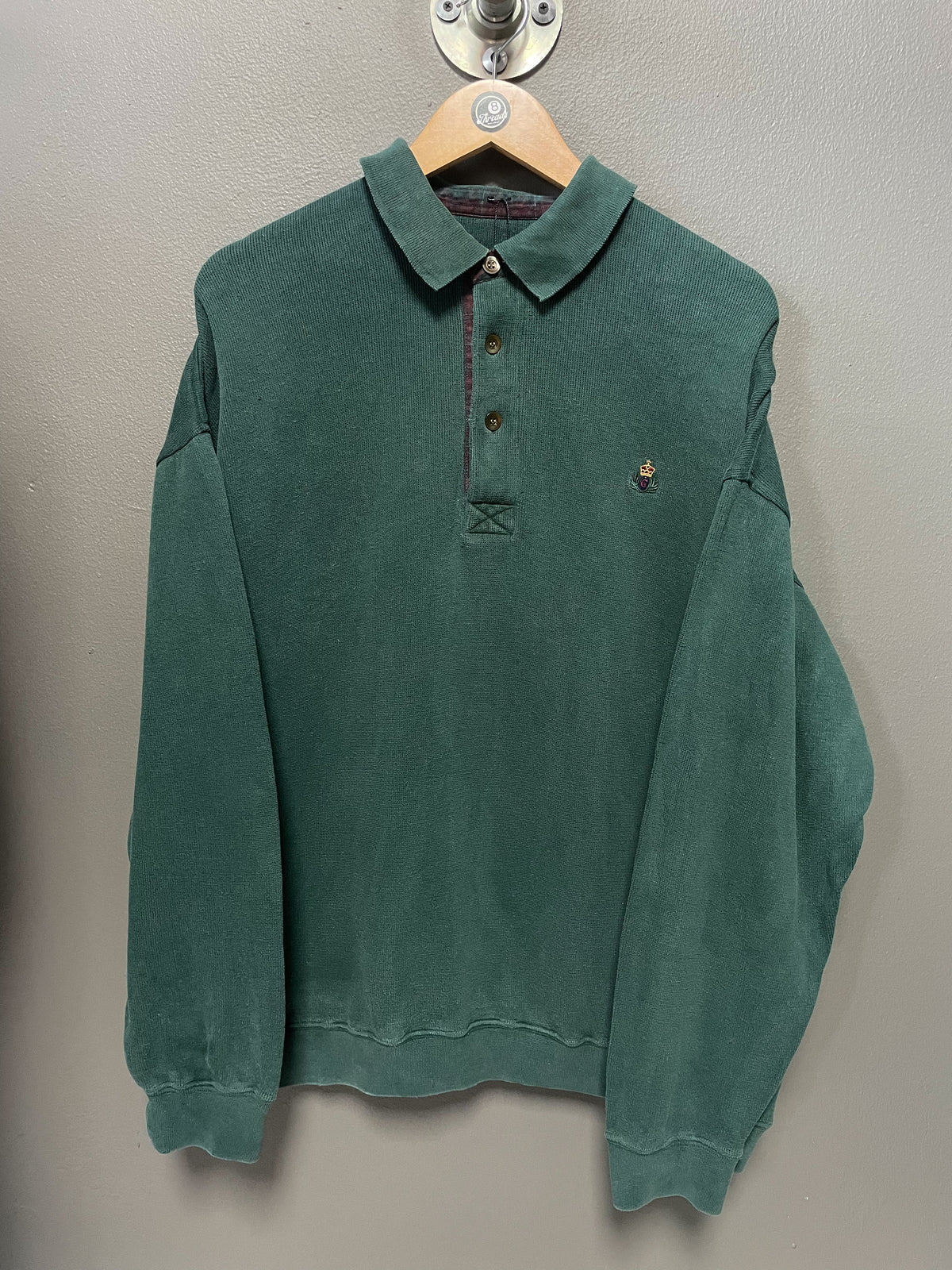 Vintage Crown 1/4 Button Sweater - Large