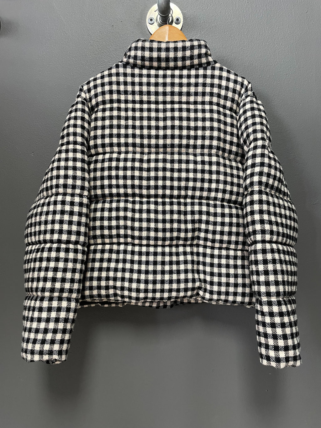 Old Khaki Checkered Ladies Puffer Jacket - Extra Large