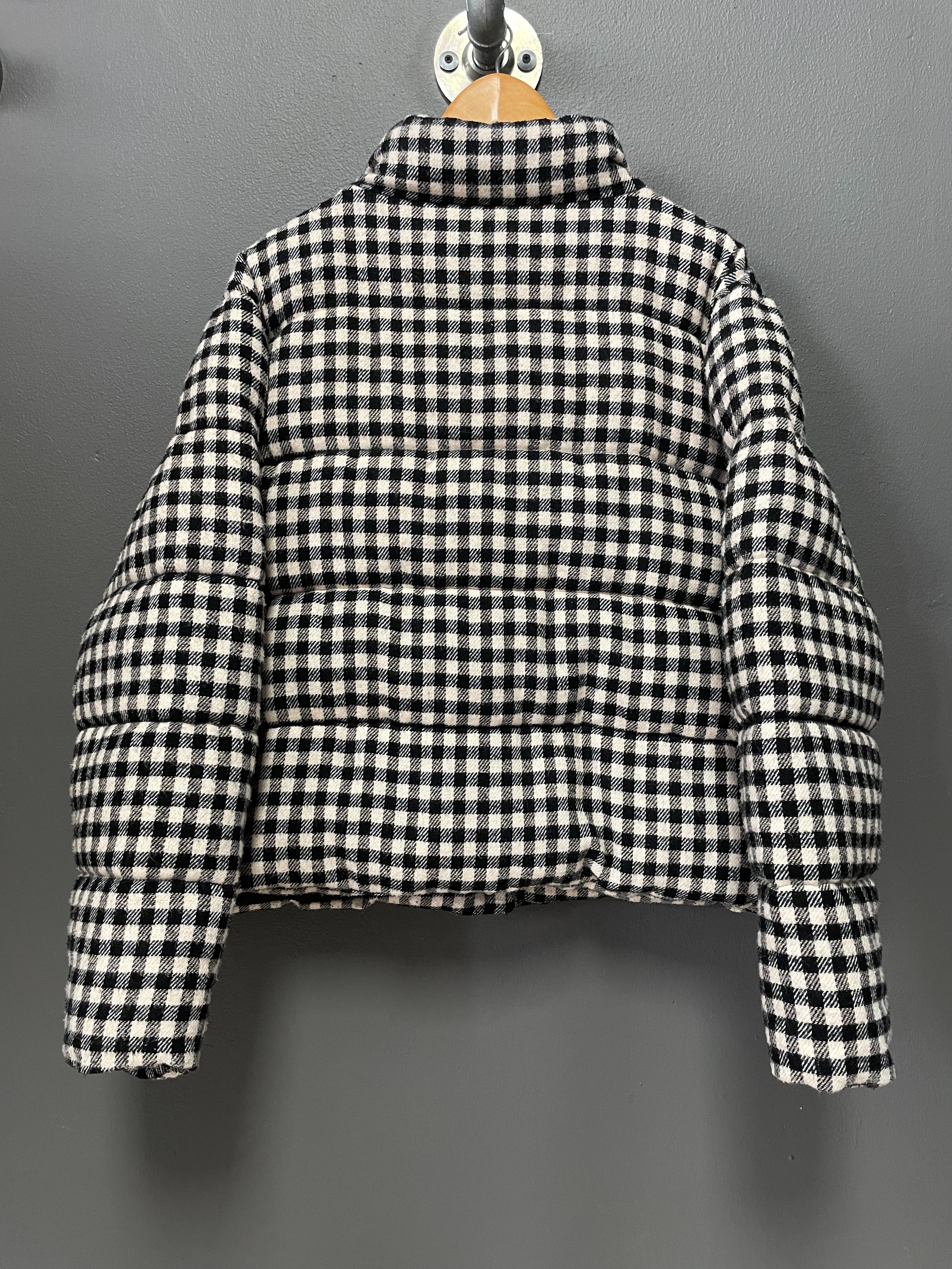 Old Khaki Checkered Ladies Puffer Jacket - Extra Large