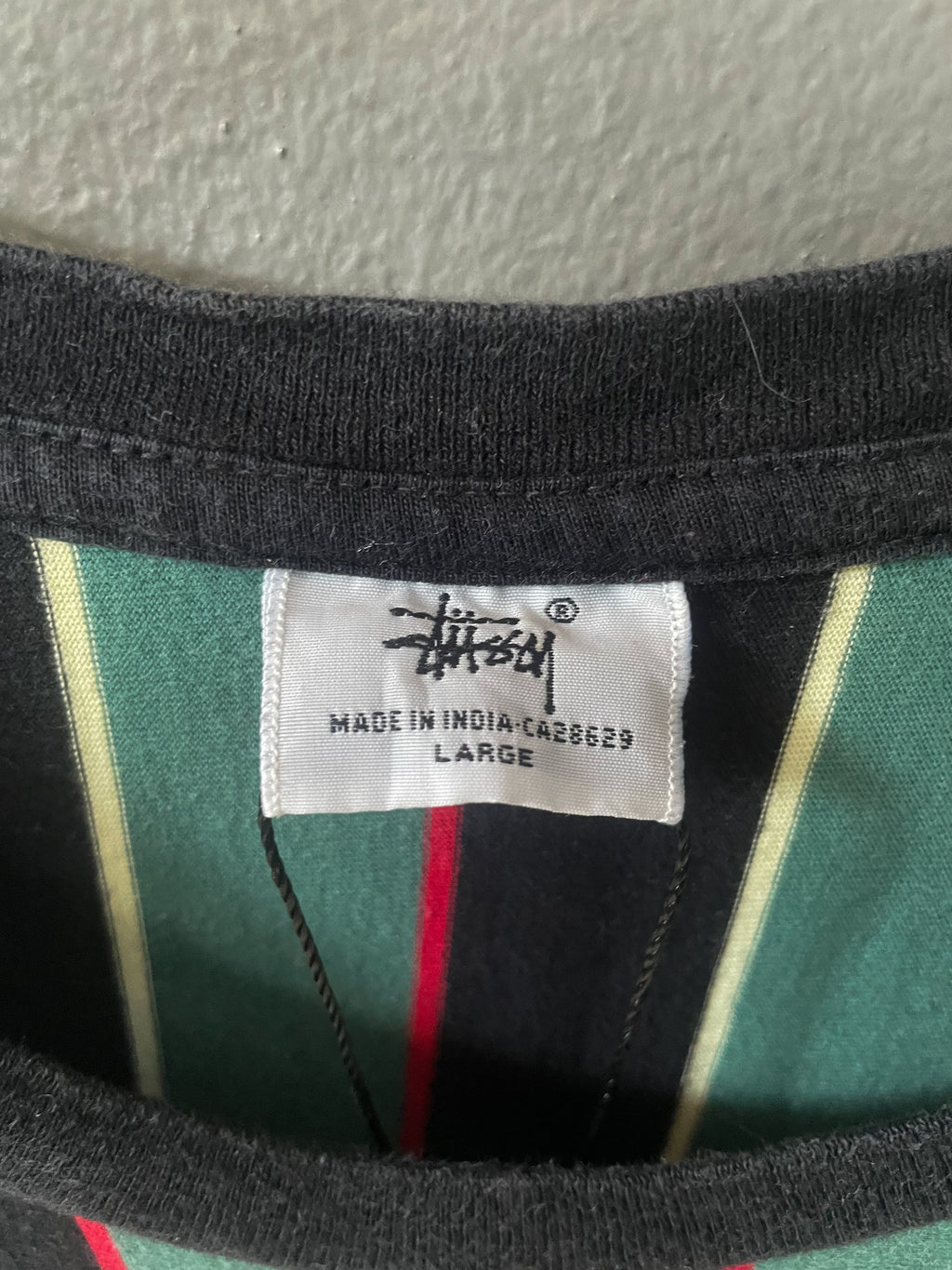 Stussy Stripe Embroidered Tee - Large