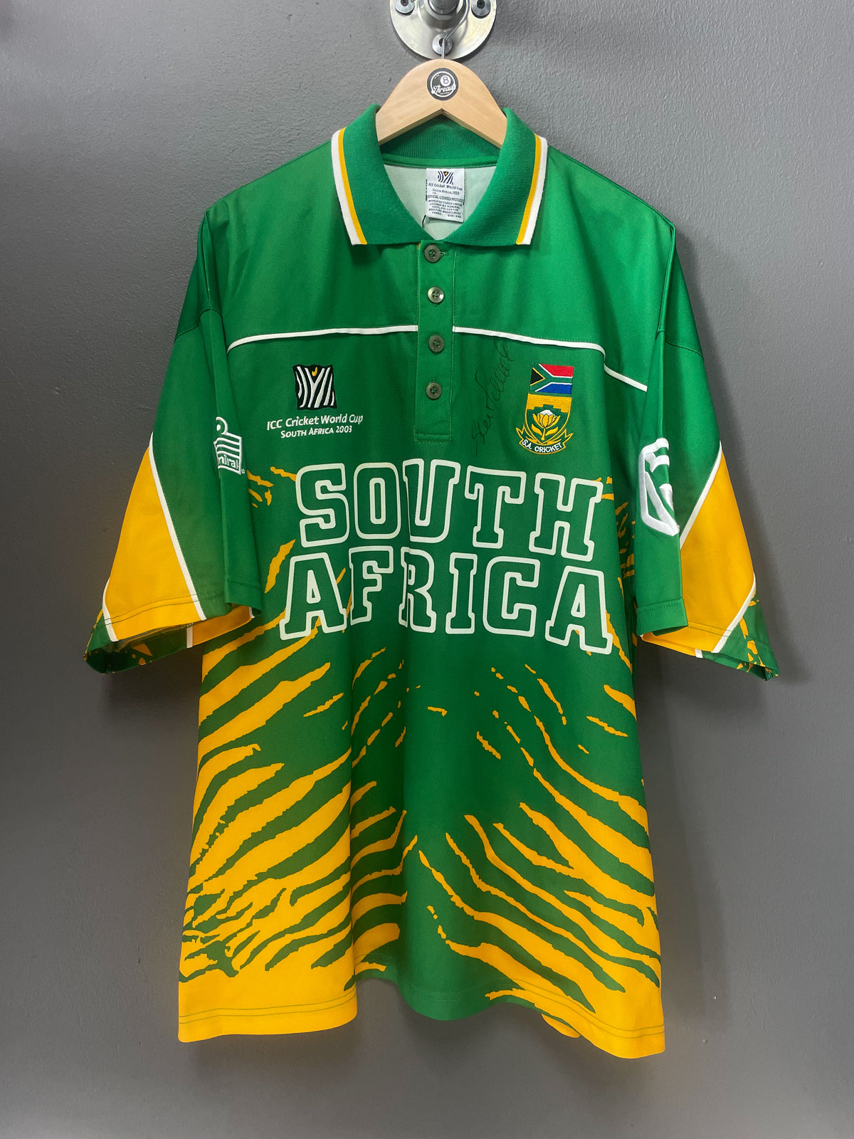 South Africa Proteas "Shaun Pollock" Autographed 2003 Cricket World Cup Jersey - XXL