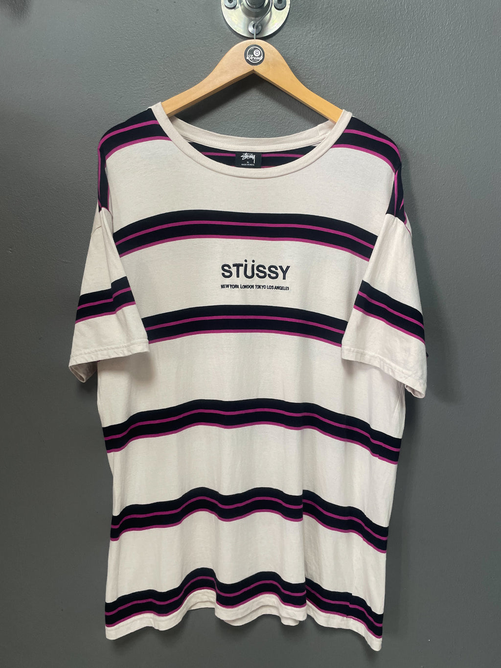 Stussy Stripe Chapters Tee - Extra Large