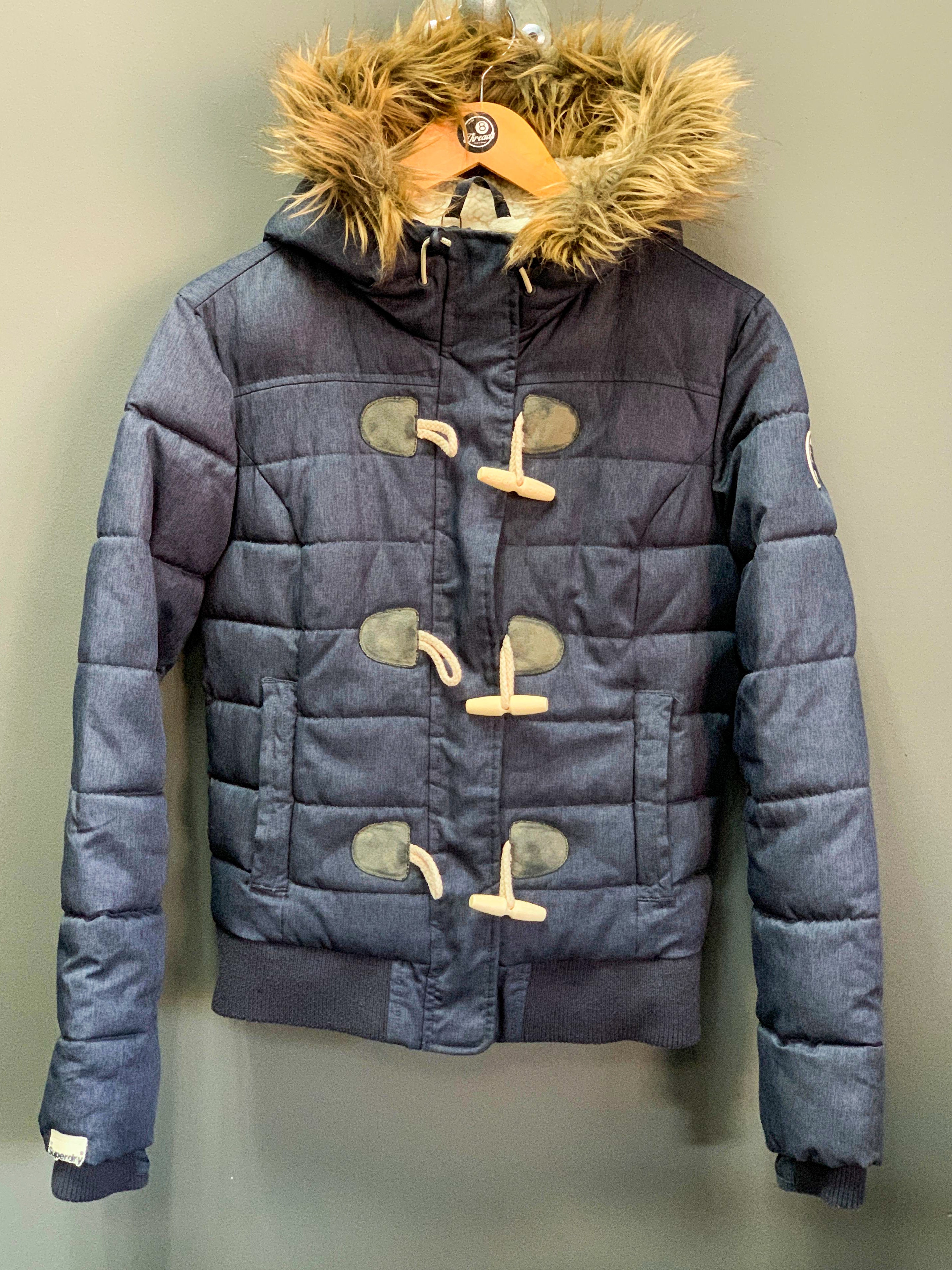 Superdry Fur Hood Ladies Puffer Jacket - Small