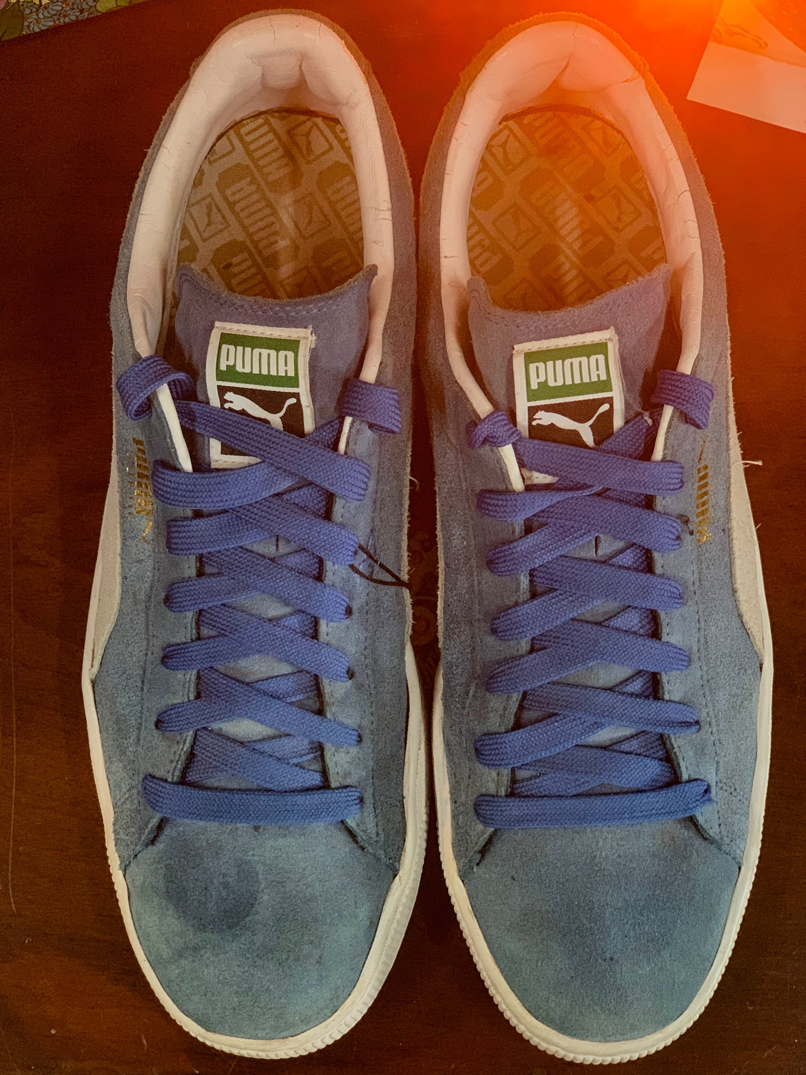 Puma Suede Blue & White Classic Sneakers - Size UK11