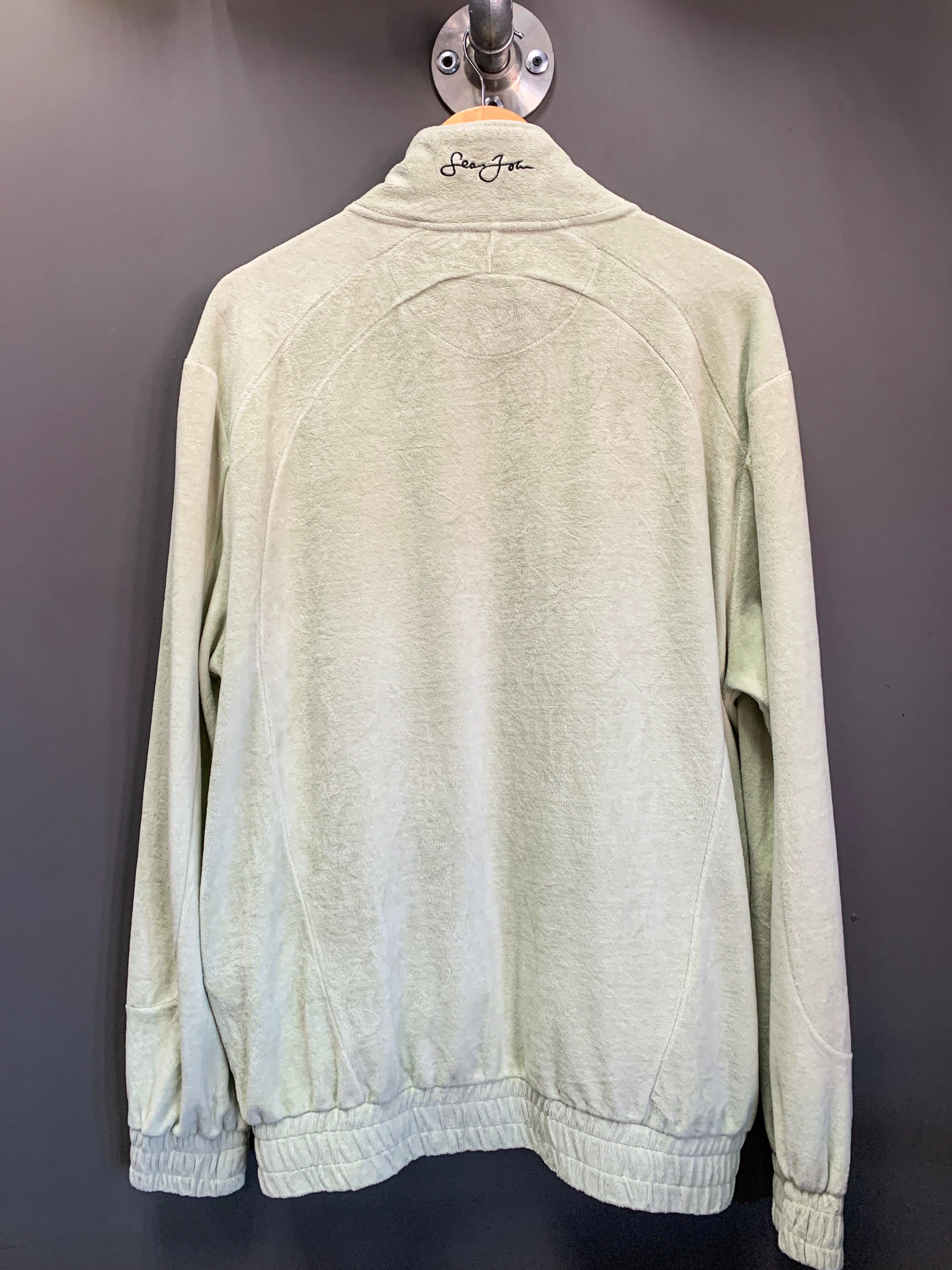 Sean John Full Zip Crushed Velvet Sweater - Large