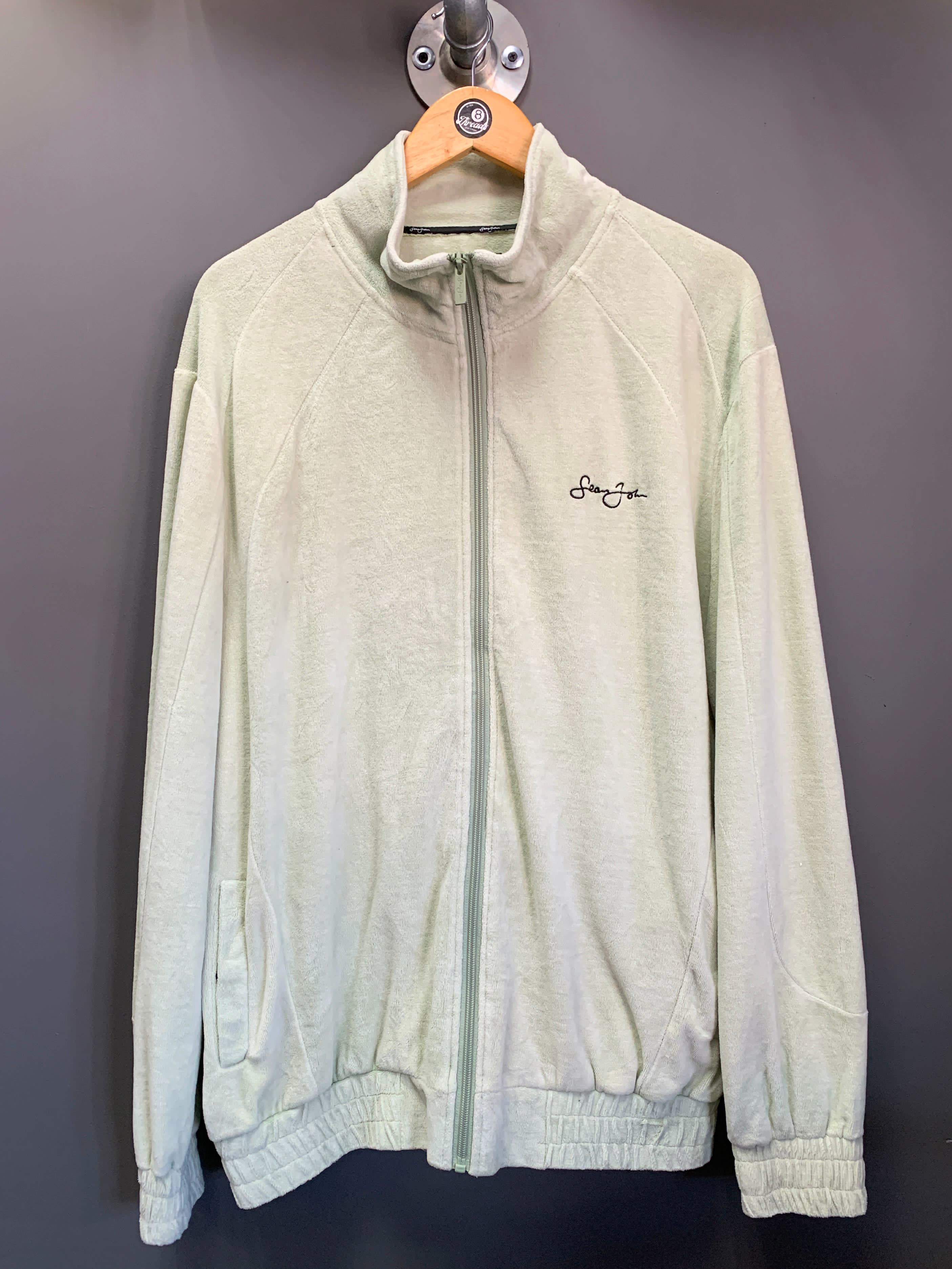 Sean John Full Zip Crushed Velvet Sweater - Large