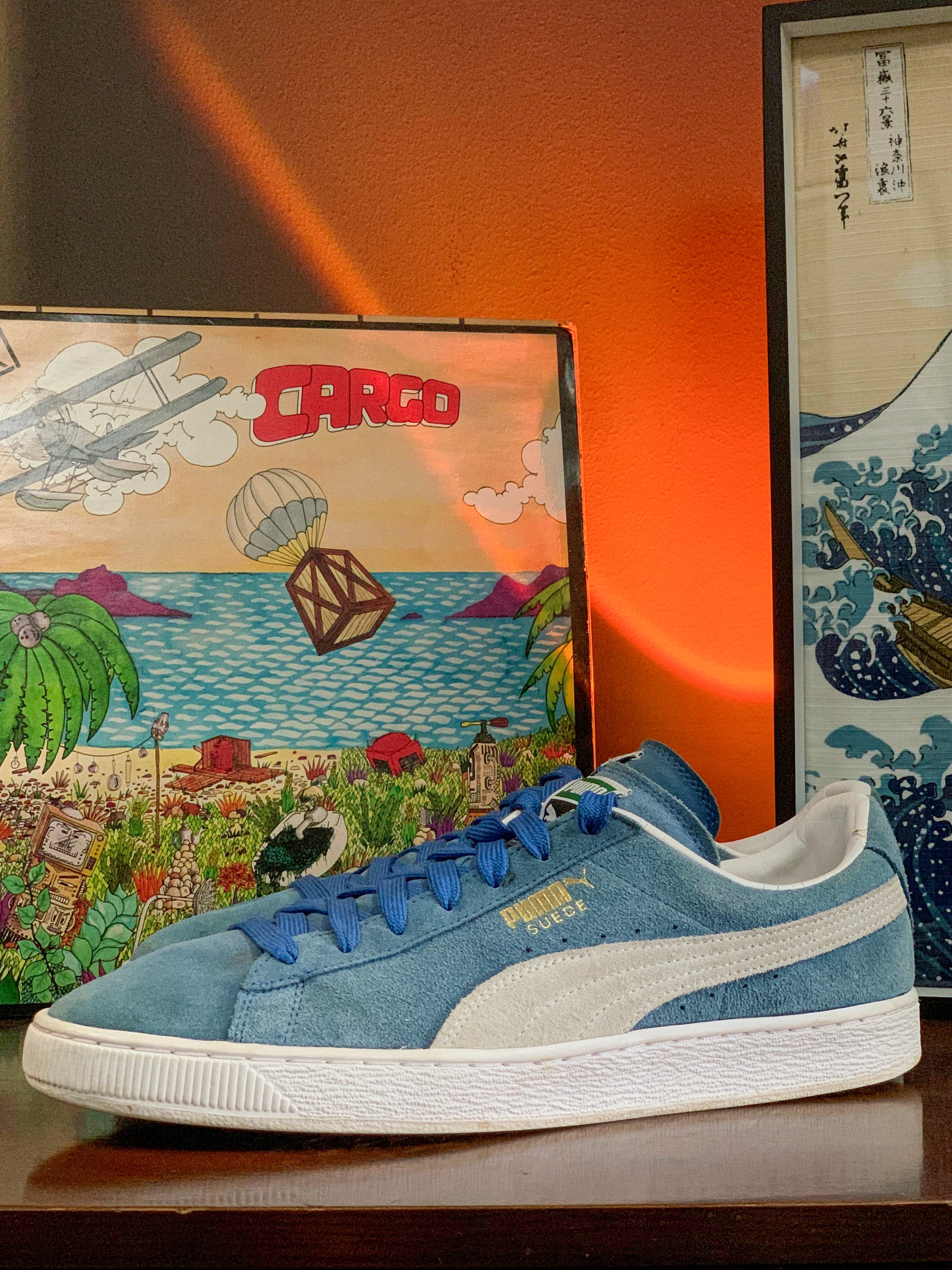 Puma Suede Blue & White Classic Sneakers - Size UK11